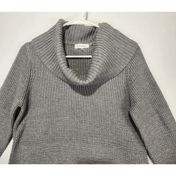 Calvin Klein Women's Classic Tutle Neck Elegant Cozy Gray Sweater Size M - Picture 4 of 9